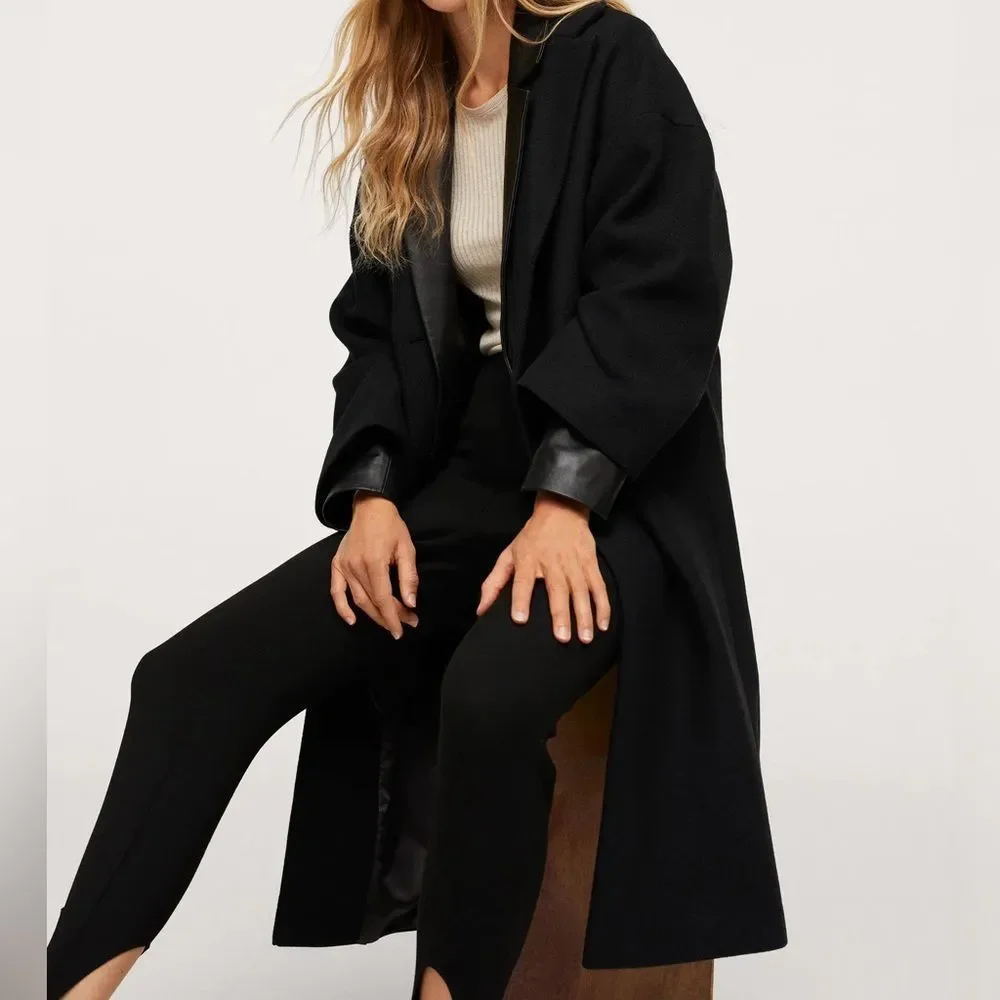 Mango Wool Blend Coat Black New - Picture 2 of 12
